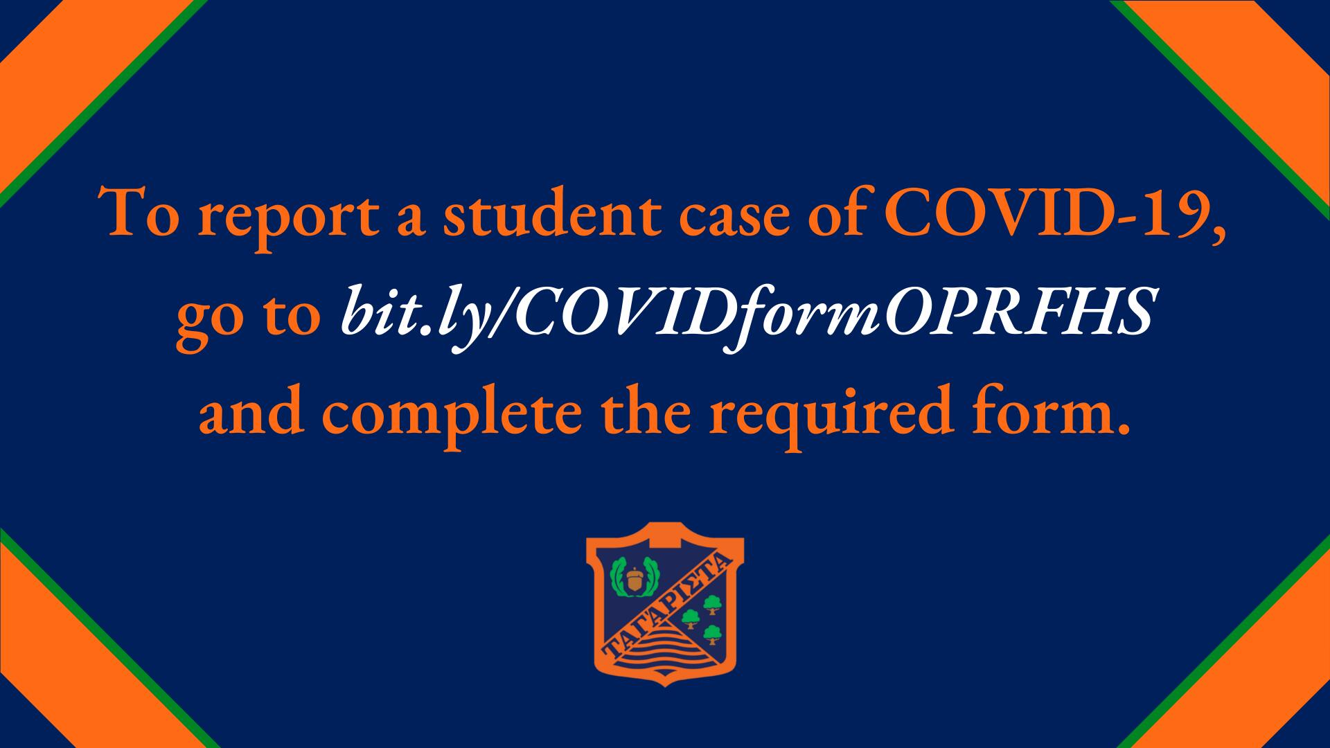 Report a student case of COVID-19